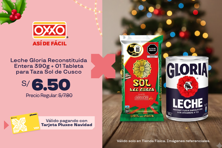 LECHE GLORIA RECONSTITUIDA ENTERA 390G + 01 TABLETA PARA TAZA SOL DE CUSCO A S/6.50. PRECIO REGULAR: S/7.80